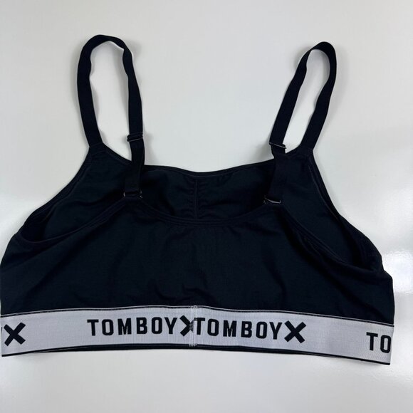 TomboyX Scoop Neck Unlined Bralette XL Black Logo Adjustable Convertible Straps - Picture 3 of 7